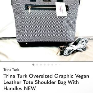 Trina Turk Black and White Chevron Tote